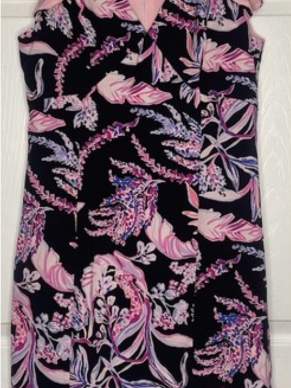 Lilly Pulitzer Black Floral Dress with Pink and Lavender Print